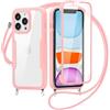 Belzsxy Cover per iPhone 7 Plus/iPhone 8 Plus con Cordino, 360 Gradi Antiurto Custodia con Protezione Schermo Integrata Trasparente Rugged TPU Bumper Doppia Protettiva Cover per iPhone 7/8 Plus -Rosa