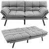COSTWAY Divano Letto Convertibile, Schiuma di Memoria con Schienale e Poggiatesta Regolabili, Schienale Regolabile in 3 Posizioni, Multiuso e Moderno, per Camera da Letto Salone Balcone (Grigio)