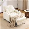 Vepssder Divano letto singolo convertibile, divano letto estraibile, con portabicchieri e porta USB, divano convertibile letto poltrona, ideale per piccoli spazi (bianco)
