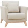 Miliboo Poltrona scandinava sfoderabile in tessuto beige e legno chiaro Oslo