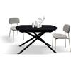 KONTE.DESIGN Tavolo BONIFACIO in ceramica nero Sahara e base in metallo verniciato nero, allungabile 120x88 cm - 180x88 cm