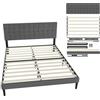 UISEBRT Letto imbottito 160 x 200 cm - Telaio letto con bottoni, struttura per letto a piattaforma con testiera imbottita in lino, supporto per doghe in legno, letto matrimoniale per adulti, design