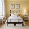 ZZINOKE Struttura letto 90 x 190 cm, con testa e pediera, adatta per camera da letto, camera degli ospiti, cameretta dei bambini, spazio sotto il letto, letto singolo, nero