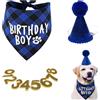 WUSJCOF Set Compleanno Cane 3 Pezzi, Bandana e Cappello con 8 Numeri Bling Adesivi, Regalo di Compleanno per Cani, Decorazioni per Festa di Compleanno Cane (Blu)