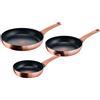Lagostina Rosé, Set 3 Padelle Antiaderenti Ø 20/24/28 cm, Colore Oro Rosa | Rivestimento Titanium, Indicatore di Calore Thermo-Signal, Manico Rivettato, Compatibile con Induzione