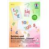 Ursus 6255 00 99 - Numeri e lettere Linea, 530 pezzi fustellati in carta da 120 g/m² in 5 colori, altezza circa 1-3 cm, per scrapbooking, design di biglietti e decorazioni