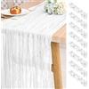 Pesonlook Confezione da 8 Runner da tavola in Garza da 3 m di Lunghezza, Colore Bianco, Rustico, Stile Bohémien, per Matrimoni, Feste e Banchetti-(55 x 300 cm)