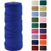 MOMAHUA 3mm Cotone Macramè 100% Naturale,Blu Zaffiro 100m Filato Non Sbiancato Senza Chimici per DIY, Bomboniere, Decorazioni - Cordame in Cotone per Crafts