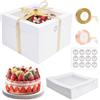 KOMABLEN Scatola per Torta 30,5x30,5x20,3cm, 10 Pezzi Bianche Scatole per Dolci in Cartone, Scatole per Torte con Finestra Vassoi, Porta Torta Cartone con Adesivi e Nastro per L'imballaggio Dessert