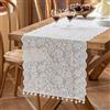 DONGKER Runner da Tavola in Pizzo Bianco, Tovaglia da Pranzo con Fiore Ricamato, Runner Europeo Elegante per Decorazioni per Matrimoni, Tavoli da Pranzo e Feste