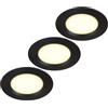 HCFEI Set di 3 faretti da incasso a LED da 12 V, ultra piatti, 3 W, foro da 55 mm, con cavo da 2 m, IP44, per armadi a specchio, vetrine, mobili e armadi (nero, 3000 K)