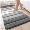 DEXI Tappeto Bagno 60 x 110 cm, Tappetino Antiscivolo, Soffice Tappeti in Microfibra, Assorbente, Lavabile in Lavatrice, Grigio