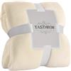 TASTHROW Bianco crema Coperta Pile Blanket 150 x 200 cm, Coperta Plaid Divano Super Morbida per Letto, Divano per Copriletto Accogliente e Spessa per Tutte le Stagioni