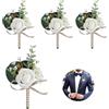 Huilimei 4 rose artificiali da uomo, fiore all'occhiello con spilla e clip, fiori artificiali per matrimonio, damigella d'onore, decorazione per matrimoni, feste, abiti da ballo