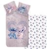 MTOnlinehandel Stitch, biancheria da letto per bambini, copripiumino 135 x 200 cm, 80 x 80 cm, in cotone, per adolescenti, San Valentino, Love Stitch & Lilo, 2 pezzi (flanella)