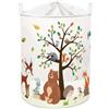 Clastyle Ceste Biancheria Bambini Animale Foresta Cestino Giocattoli Vestiti Albero per Ragazzo Ragazza Cestino Portaoggetti per Bagno Cameretta Bucato, Orso Cervo Volpe, 40x50 cm
