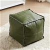 Louis Donné Fodera per pouf ottomano non imbottita, realizzata a mano, similpelle PU, poggiapiedi quadrati 45 cm, per soggiorno, sedia da pavimento per balcone, ufficio interno, verde