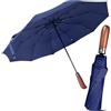 Le Monde du Parapluie - Ombrello pieghevole automatico per uomo - Ombrello Trifold, Blu, Classico