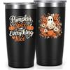 Livole Tazza di Halloween con spirito di zucca, Pumpkin Spice e Everything Nice, regalo di Halloween per uomini, donne, fidanzati, lui, tazze Pumpkin divertenti, 600 ml, tazza da caffè da go, in