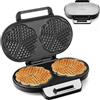 LEHMANN Doppio Piastra per Waffle a Forma di Cuore, Waffle Maker per 10 Cuori, 2 Superfici di Cottura Antiaderenti, Controllo Della Temperatura, Indicatore di Pronto, 1200W, Nero/Argento