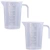 FANNAS Bicchiere Graduato Plastica 500ML, 2 Pezzi Trasparente Tazza Dosatrice con Manico Recipiente Graduato Tazza con Misurino Cucina,Adatto per le Misure di Laboratorio in Cucina