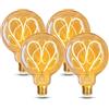 HUSTUNG Lampadine LED E27, Dimmerabile Lampadina LED 4W (Equivalente a 40W) G80 Edison Vintage Lampadina LED E27 Luce Calda 2400K - Ambra, Pacco da 4（G80 LOVE）