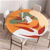 Morbuy Plastificata Tovaglia Rotondo con Bordo Elastico, Tovaglie da Tavola Antimacchia Plastica Tovaglia per Salotto Caffè Pranzo Giardino Decorazione -Astratto Pittura 3D (Arancione,120cm)