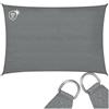 tectake® Tenda Parasole Rettangolare, Materiale HDPE Resistente con Protezione UV, Vela Ombreggiante Impermeabile per Giardino, Terrazzo Piscina, Cortile, Telo Ombreggiante Esterno - Grigio - 3 x 4 m