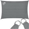 tectake® Tenda Parasole Rettangolare, Materiale HDPE Resistente con Protezione UV, Vela Ombreggiante Impermeabile per Giardino, Terrazzo Piscina, Cortile, Telo Ombreggiante Esterno - Grigio - 2 x 3 m