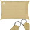 tectake® Tenda Parasole Rettangolare, Materiale HDPE Resistente con Protezione UV, Vela Ombreggiante Impermeabile per Giardino, Terrazzo Piscina, Cortile, Telo Ombreggiante Esterno - Sabbia - 2 x 3 m