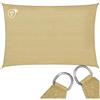 tectake® Tenda Parasole Rettangolare, Materiale HDPE Resistente con Protezione UV, Vela Ombreggiante Impermeabile per Giardino, Terrazzo Piscina, Cortile, Telo Ombreggiante Esterno - Sabbia - 3 x 4 m