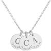 Generico Collana Personalizzata con Disco Inciso - Oro o Argento - 1, 2 o 3 Dischi con Iniziali e Date - Gioiello Regalo Donna, Uomo, Coppia, Amicizia (Argento - 3 dischi)