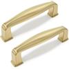 SYZOW 6 Pezzi Ottone spazzolato Distanza fori 128mm Maniglie per mobili da cucina maniglie per mobili maniglie cucina (Ottone spazzolato)