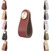 Voleseni 4 Pezzi Maniglie per Mobili in Pelle, Manopole Maniglie Armadio, Pomelli per Mobili, Pomello Porta per Cassetti, Armadio Cameretta, Cucina,Tavolo da Toeletta