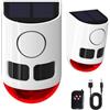 QXMH Allarme solare per esterni con sensore di movimento, 110 db, forte rumore, 4 modalità di lavoro, luce stroboscopica con USB per casa, villa, cortile, pollaio, fattoria, fienile, dì addio agli