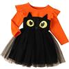 Generico Costume Halloween Bambina 2 Anni Vestiti Zucca Bimba Costume Vampiro Abito Strega Scheletro Abiti Ragazzina Tulle Elegante Costumi Pipistrello Diavolo Travestimento Halloween Carnevale Cosplay Feste