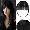 INSPUTOL Frangia a clip in capelli veri al 100% per donna - Parrucca con frangia dall'aspetto naturale con tempie, opzioni di frangia sottile o curva (nero naturale)