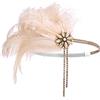 IYOU 1920s Piuma Flapper Copricapo Rosa Cristallo Gatsby Fascia Prom Matrimonio Accessori per Capelli per Donne