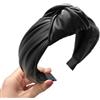 Wambere Fascia per capelli in ecopelle con nodi, da donna annodata, larga per donne e ragazze, da indossare tutti i giorni,