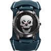 OIDEA Orologio da polso da uomo Steampunk teschio vintage blu cinturino in vera pelle movimento al quarzo con decorazione teschio scala oraria quadrante regalo per uomini amici Halloween compleanno