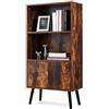 BAKAJI Mobile Libreria 2 Ripiani + Mobiletto con Anta Scaffale Struttura in Legno MDF Effetto Anticato Design Moderno Industriale Dimensione 120 x 60 x 30 cm Arredamento Casa