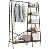 YITAHOME Appendiabiti con albero industriale con 5 ripiani, appendiabiti con scarpiera, per camera da letto, corridoio, ingresso, soggiorno