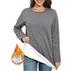 PASUDA Felpa Donna Invernale Felpa Senza Cappuccio in Pile Sweatshirt Termica Donna Girocollo Pullover Manica Lunga Tinta Unita Casual Caldo Camicetta Elegante Bluse (Grigio Scuro, S)
