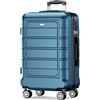 SHOWKOO Valigia Grande Rigida 77cm Ultra Leggero ABS+PC Espandibile Durevole Valige Trolley da Viaggio con Chiusura TSA e 4 Ruote Doppie, Blu Oceano-XL