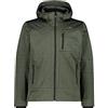 CMP - Giacca in Softshell Melange da Uomo con Cappuccio Removibile, Oil Green Mel., 58