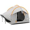 Outsunny Tenda per Auto Impermeabile a 3 Porte con Finestra in Rete, Tenda da Esterno in Poliestere, PE e Fibra di Vetro, 2.4x2.1x2.1m, Grigio e Arancione