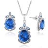 PAVEL´S PAVELS Set di gioielli a forma di goccia blu in vero argento, set di gioielli, collana e orecchini, regalo per donne con scatola portagioie, ca. 20 x 12 mm, Argento, Zirconia cubica