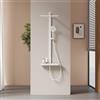 EMKE Sistema Doccia con Termostato - Soffione a Pioggia 36 x 24 cm con Miscelatore, Set Doccia Completo con Mensola in Vetro da 40 cm & Doccetta (4 Getti),Bianco Opaco