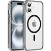 Coiwxmoi Custodia per iPhone 16 Cover Compatibile con MagSafe, Custodia TPU Morbida Trasparente con Anello Magnetico, Anti-Impressioni Digitali Backcover, Anti-Scivolo Anti-Urto Case, Nero