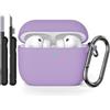 AOTUAO Custodia Compatibile con AirPods PRO 3a Generazione Case Cover con Kit di Pulizia, Case Protettiva Antiurto in Silicone per AirPods PRO 3 Custodia con Moschettone, Light Purple
